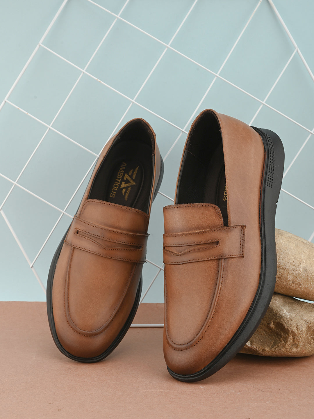 Mens Casual Penny Loafers- Tan