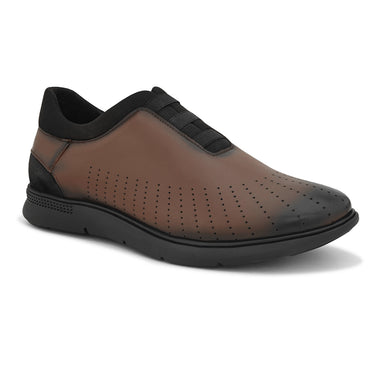 Mens Casual Nova Laceless Sneakers- Brown