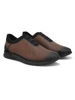 Mens Casual Nova Laceless Sneakers- Brown
