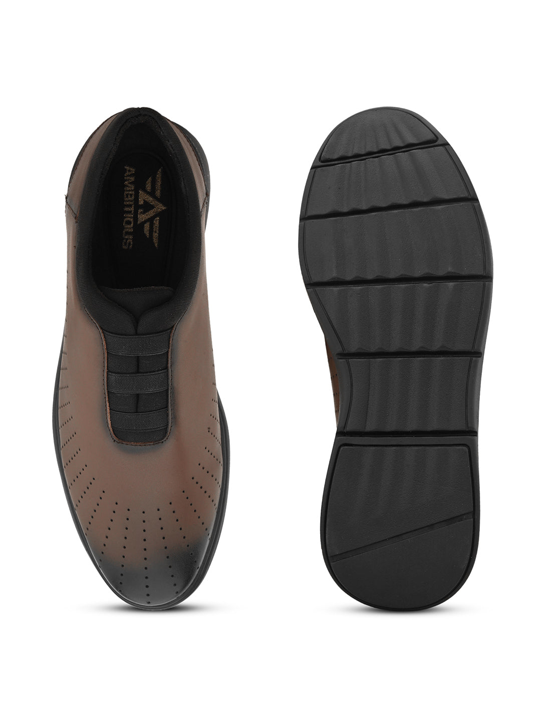 Mens Casual Nova Laceless Sneakers- Brown