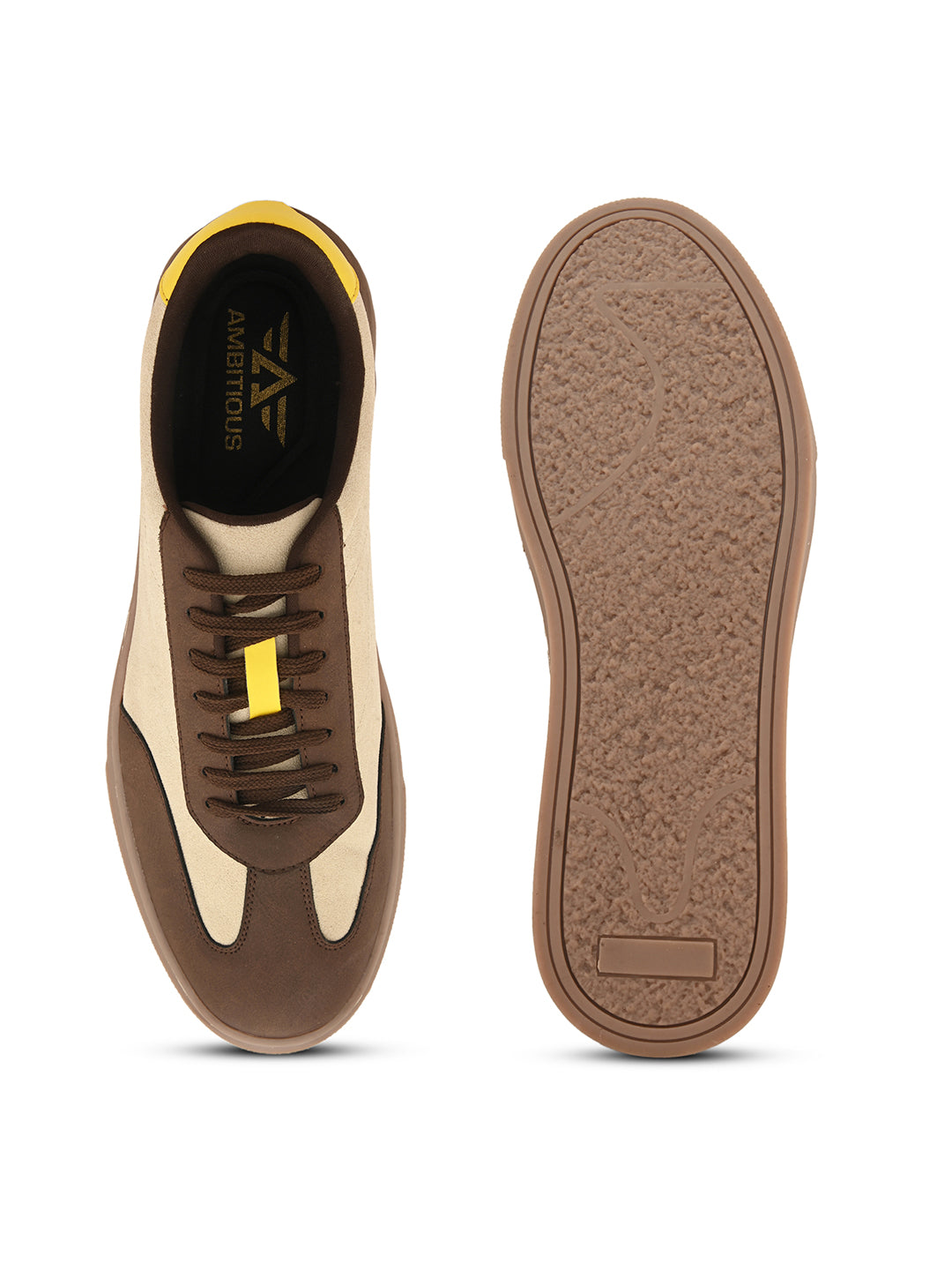 Mens Casual Kai Sneakers- Beige Brown