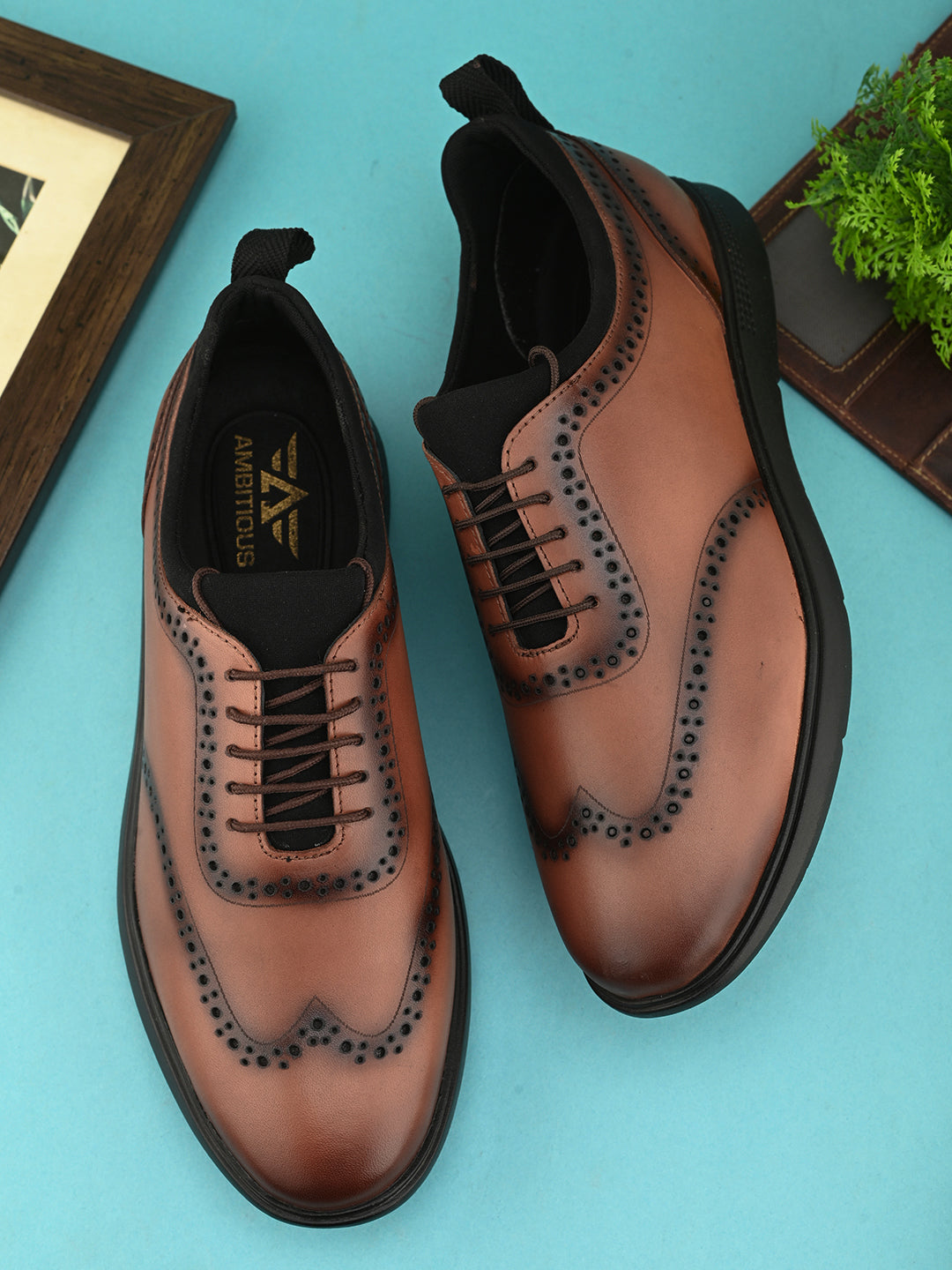 Mens Casual Cross Brogues- Tan