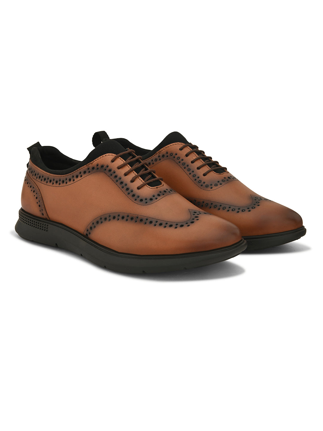 Mens Casual Cross Brogues- Tan