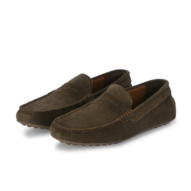 Men's Suede Moccasino - Brandon Olive Green