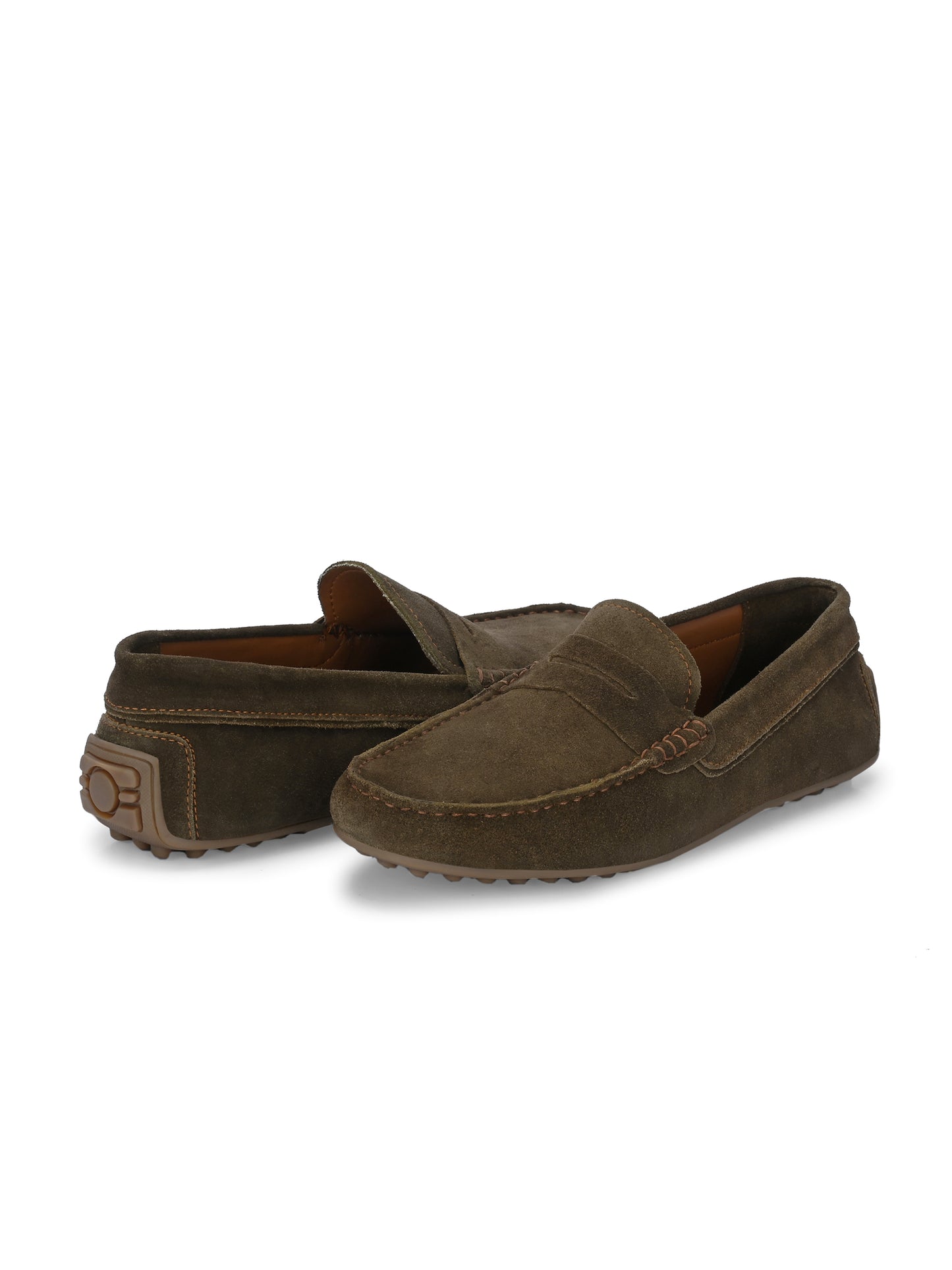 Men's Suede Moccasino - Brandon Olive Green