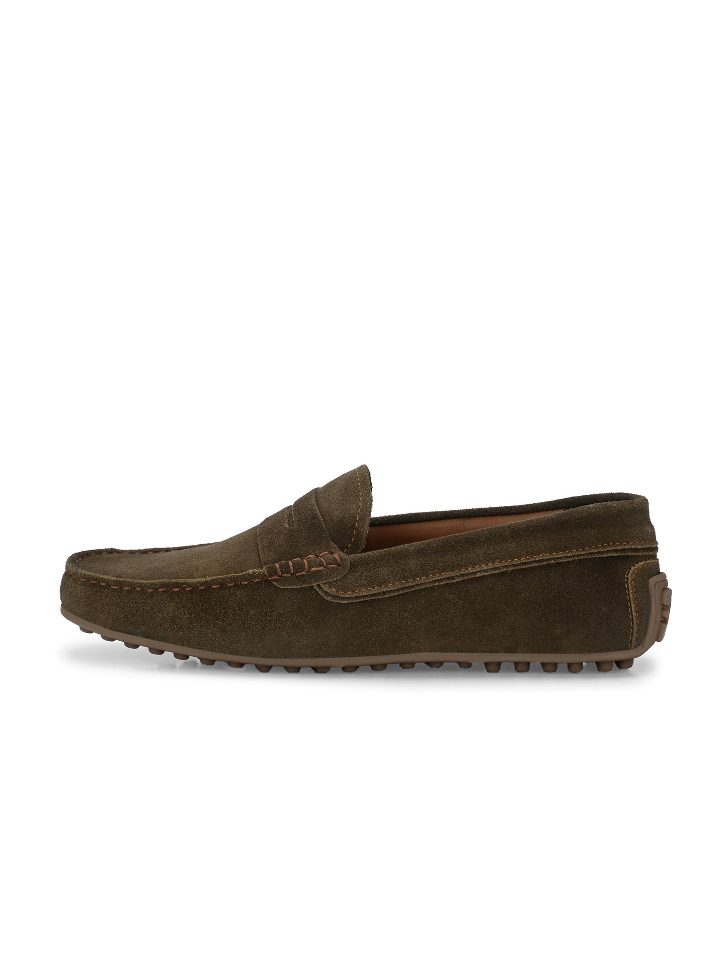 Men's Suede Moccasino - Brandon Olive Green