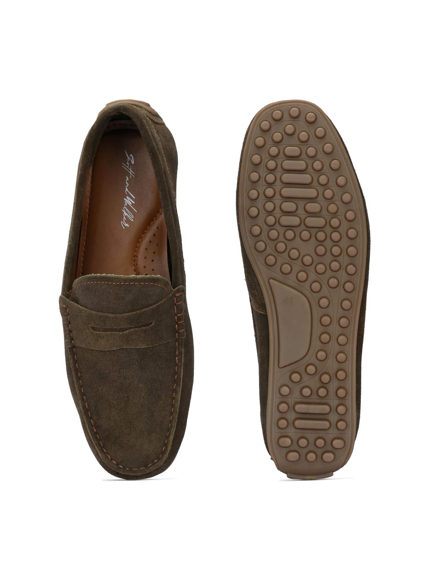 Men's Suede Moccasino - Brandon Olive Green