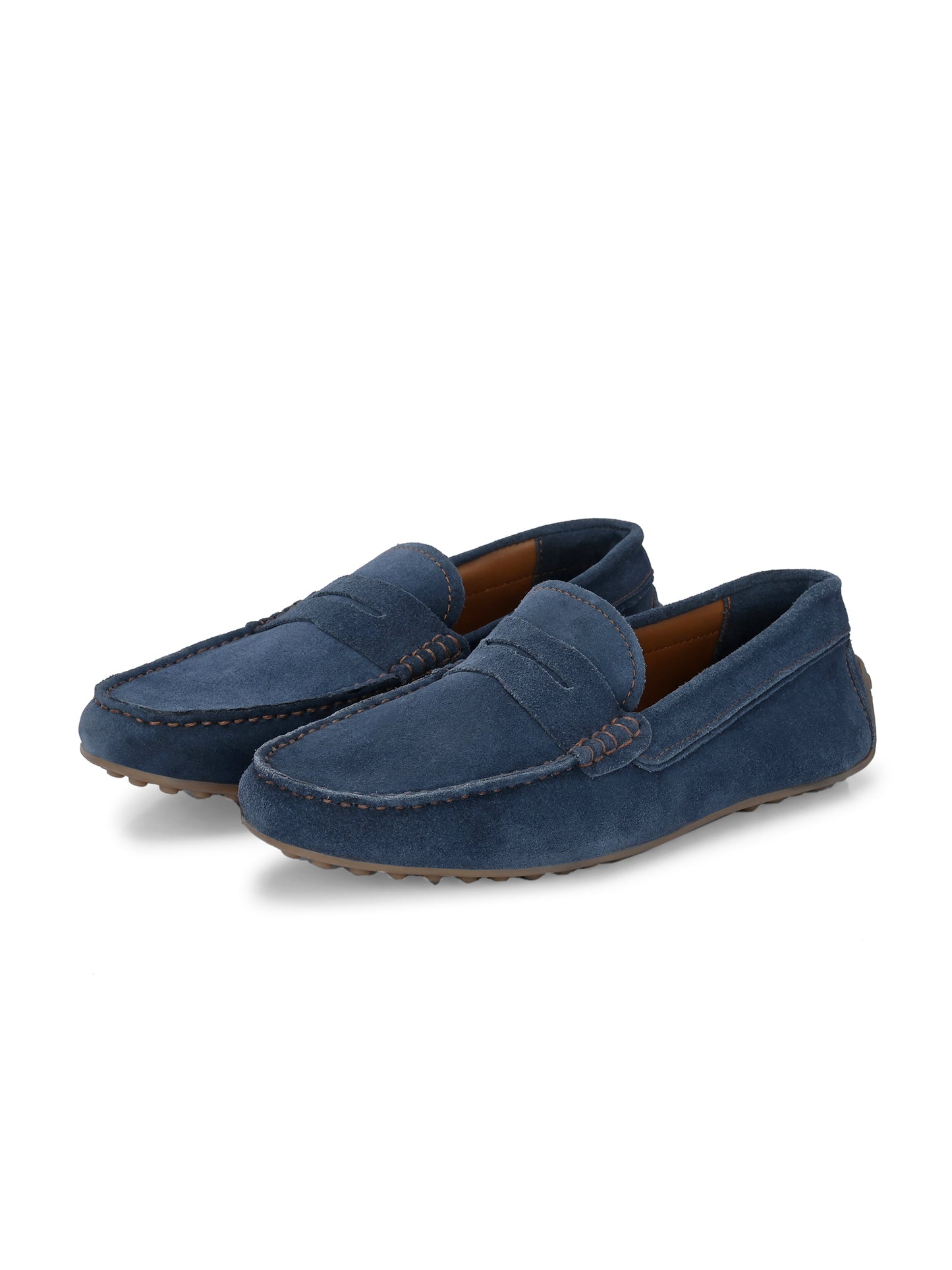 Men's Suede Moccasino - Brandon Jeans Blue